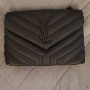 Yves Saint Laurent Black Chevron Crossbody Bag